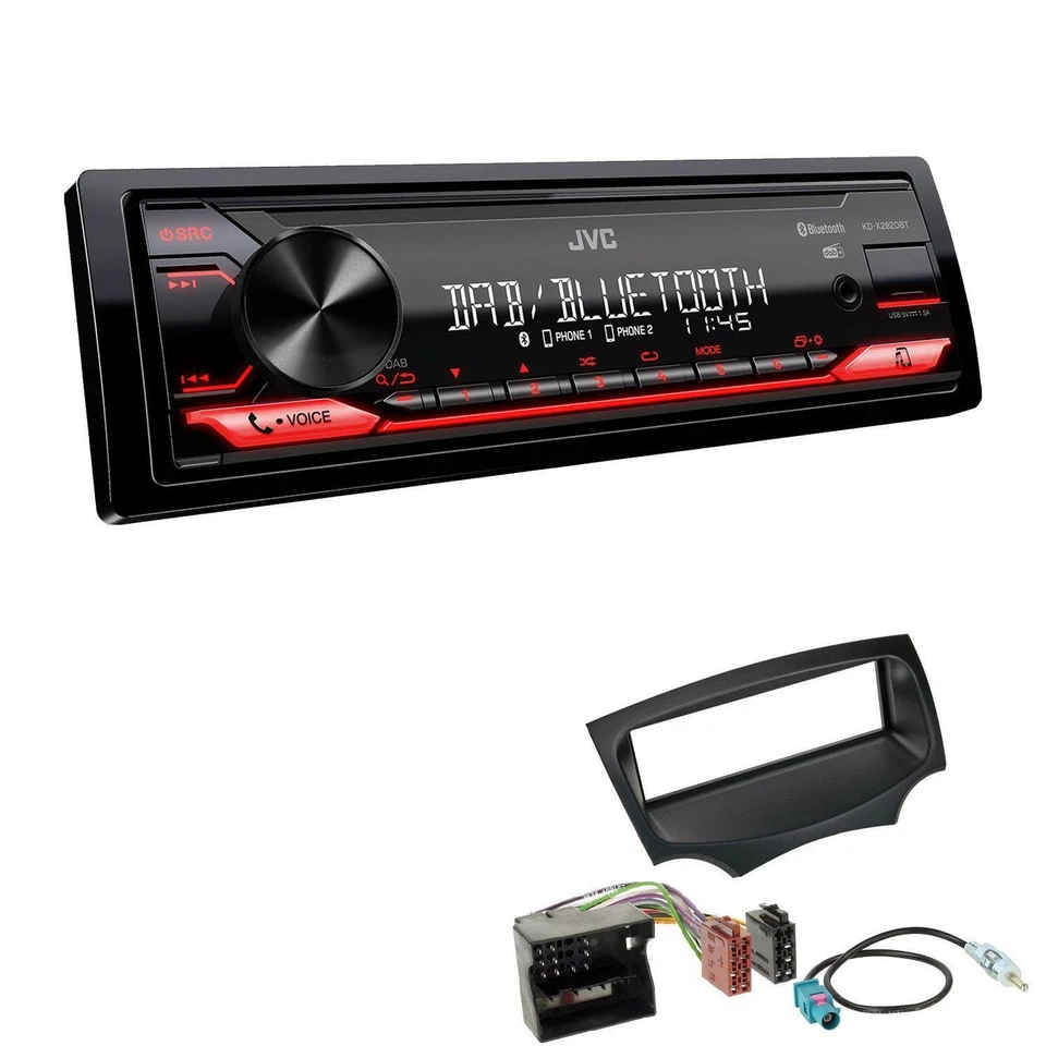 JVC KD-X282DBT Auto Radio Bluetooth DAB USB für Ford KA ab 2008 schwarz
