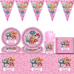 Paw Patrol Tableware Party Supplies Kids Girls Birthday Decoration - Picture 1 of 38