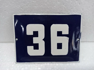 Placa de esmalte vintage número 36 porta de casa azul placa de rua metal porcelana lata - Imagem 1 de 2