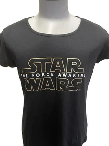 Camiseta para mujer Star Wars The Force Awakens XL con logotipo negro manga gorra cuello redondo - Imagen 1 de 6