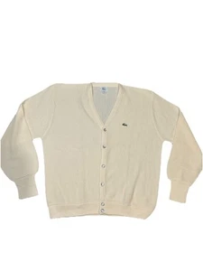 Cardigan maglione uomo XL avorio vintage anni 80 Izod Lacoste made in USA - Foto 1 di 4