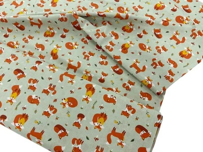 STOF FRANCE Fox Cotton Fabric Woodland Animal 'Foxy Friends' Dressmaking and Craft Material