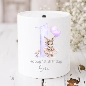 Personalised Lilac Ballerina Bunny Birthday Money Box - Picture 1 of 1