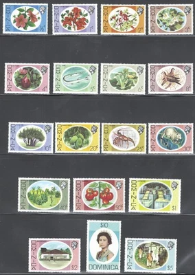 Dominica Mint NH Sc# 454/471 SG# 490/507 complete flora & fauna set 1975 - Image 1 of 2