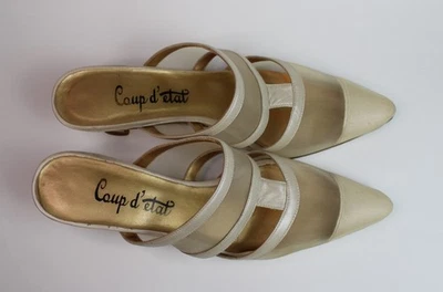 VTG Coup D'Etat Laurel Pearl Ivory Leather & Mesh Heels Slip-On Spain Size 8AA - Image 1 of 4