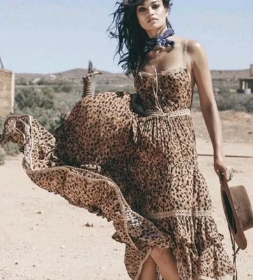 XXS/XS SPELL Hechizo y el Safari Gitano Pradera Tirantes Estampado Animal Solero Foto 1 de 4