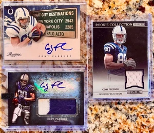 L-O-T OF 3 Coby Fleener Game Used Jersey Patch Autograph Rookie RC Colts Relics! - Picture 1 of 2