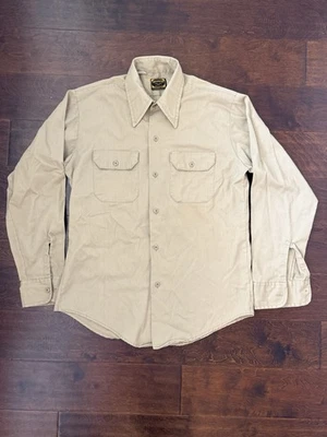 Vintage DEE CEE By Washington Mfg. Co. Shirt Tan Long Sleeves SZ M - Image 1 of 4