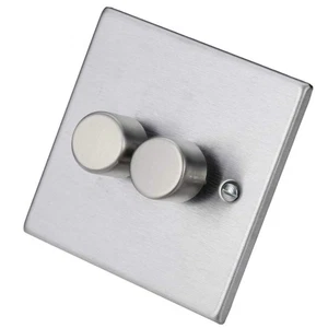 Hamilton 742XLEDITB100 100W 2 Gang 2 Way LED Dimmer Switch Satin Steel - Picture 1 of 2