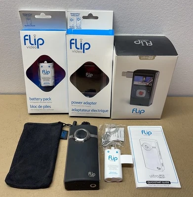 Flip UltraHD Video Camera 2nd Gen 8GB 120 Minutes U2120B USED & TESTED W/ Extras - Image 1 of 4
