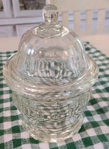 Vintage Indiana Glas 8" schwere Platte Bonbonglas & Deckel 10 Panel Apotheker Drogerie - Bild 1 von 5