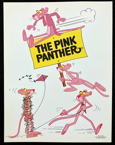 PINK PANTHER Original Movie Promo Card Sheet 1982 Animation Cartoon Mini Poster - Picture 1 of 1