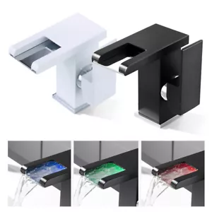 RGB Wasserhahn Bad Wasserfall Waschbecken LED Waschtisch Armatur Beleuchtung dhl - Bild 1 von 49