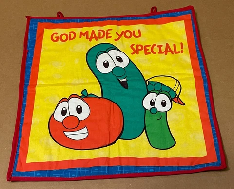 Veggietales Wall Hanging Fabric God Made You Special RARE Church Sunday School Cover