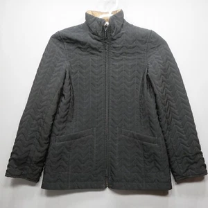 WOMEN'S REVERSIBLE QUILTED JACKET COAT UNBRANDED BLACK AND BROWN FULL ZIP SZ S - Picture 1 of 12
