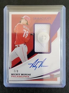 2021 PANINI IMMACULATE MICKEY MONIAK RC BUTTON PATCH AUTO AUTOGRAPH #3/8, SSP - Picture 1 of 2