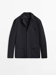 New Massimo Dutti Blazer Jacket w Down & Feather 3409/203 S Navy coat overshirt - Picture 1 of 8
