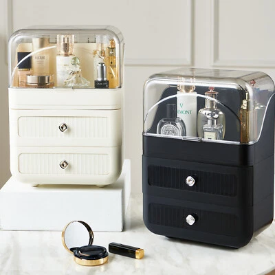 RMAN Make Up Organizer mit Deckel Kosmetik Organizer mit zwei Schubladen