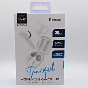 Tranquil Active Noise Cancelling Wireless Headphones - White (Muze by Vivitar) - Picture 1 of 2