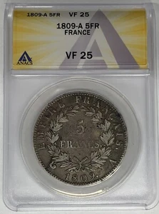 1809-A France 5 Francs Coin ANACS VF 25 W8 - Picture 1 of 2