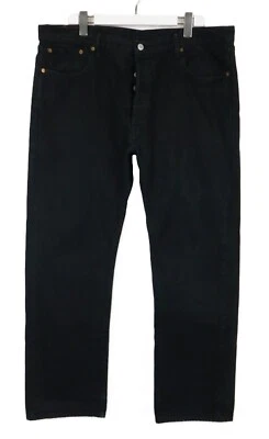 Levi's 501 Vaqueros Hombres W40/L32 Negro Botón Fly Informal Pierna Recta Logo - Imagen 1 de 4