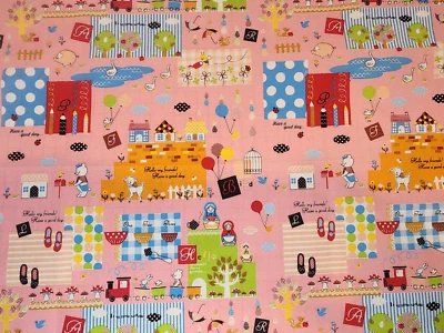 KOKKA Cosmo Importación Japonesa Algodón Lona Tela Oso Globo Muñeca FQ Rosa Foto 1 de 4