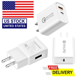 20W Fast Phone Charger Block USB Type C Wall Adapter For iPhone / For Samsung - Picture 1 of 22