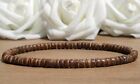 Dark Brown Coconut Shell Beaded Bracelet, Rustic Stretchy Wooden Boho Dainty 5mm