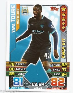 2015 / 2016 EPL Match Attax Away Kit (429) Yaya TOURE Manchester City - Picture 1 of 1