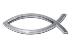 christian fish chrome auto emblem decal usa made - Picture 1 of 1