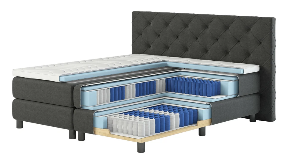 Boxspringbett Stockholm 7-Zonen Taschenfederkern Matratzen 180x200 H3 - Bild 1 von 4