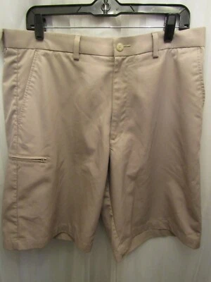MENS GRAND SLAM GOLF 1 ZIP POCKET 100% POLYESTER BEIGE SHORTS SIZE 34 INSEAM 10" - Image 1 of 3