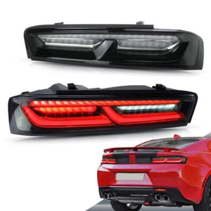 LED Tail Lights For Chevy Camaro 2016 2017 2018 White Smoked Rear Lamp Sequentia - Picture 1 of 13
