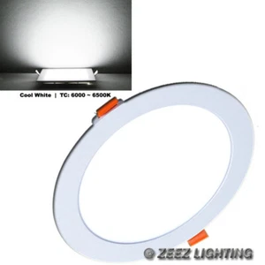 12W 6-Inch Round Cool White Dimmable Ultra-Thin LED Recessed Ceiling Pot Light - Picture 1 of 12