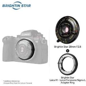 Brightin Star 28mm F2.8 Full Frame Lens+Leica M To L Adapter for L Mount Camera - Picture 1 of 14