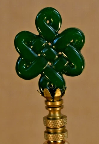 GENUINE NATURAL GREEN JADE ENDLESS KNOT LAMP FINIAL Cover
