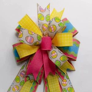 Arco de Pascua, arco de primavera, estampado de huevo de Pascua, Ric Rac, amarillo, rosa - Imagen 1 de 2
