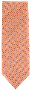 Finamore Napoli Orange, White, Light Blue Tie - 100% Linen - 3.5" Wide - Picture 1 of 4