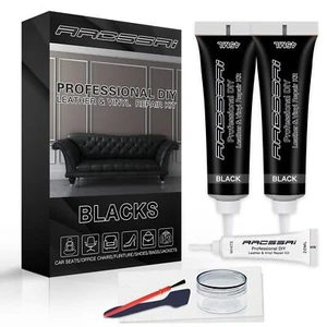 Black Leather Repair Kit for Furniture Car Seats Sofa Jacket and Purse. PU - Picture 1 of 7