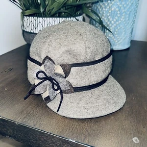 Stormy Kromer 1903 Wool Petal Pusher Flower Cabbie Hat 6 3/4 Gray Cadet Lined - Picture 1 of 15