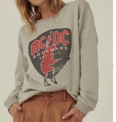 Sudadera gráfica AC/DC Rockware vintage con estampado en lona para damas Est 1973 Foto 1 de 4