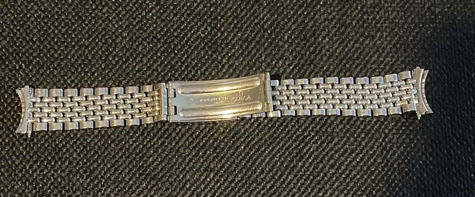 Omega No. 12 1502 Steel Clasp Bracelet Beads 1960s 1970s Vintage End Links - Image 1 of 4