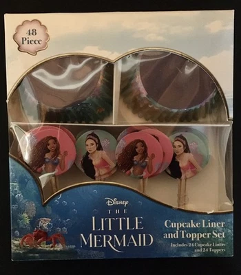 Disney La Sirenita Cupcake Liners & Toppers 48 piezas Juego de Fiesta de Cumpleaños Foto 1 de 2