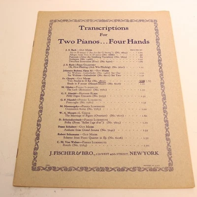 Chopin Two Etudes in G Flat No 5812 2 Pianos 4 Hands 1 Score 1927 J Fischer - Image 1 of 4