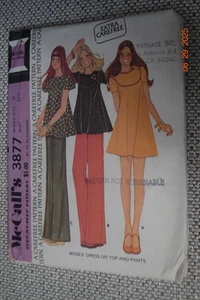 McCall's Pattern 3877 Misses Dress Top Pants Boho Hippie Sz 10 B32.5 Uncut - Picture 1 of 2