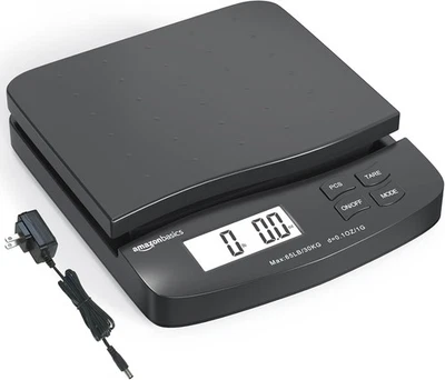 Amazon Basics Digital Postal Scale, AC Adapter, 65 lb 65 pound, Black  - Image 1 of 4