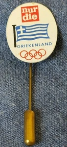 Vintage Nur Die Greece Olympics Pin Badge Griechenland Flag German Promo, 1970s - Picture 1 of 1