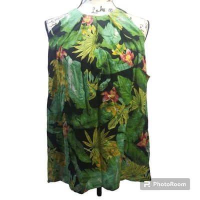 Топ Nicole Miller льняной с тропическим принтом без рукавов повседневный для отпуска размер L - Изображение 1 из 4