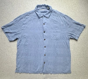 Caribbean Shirt Adult Extra Large Blue Silk Floral Hawaiian Pineapple Camp Mens - Picture 1 of 10
