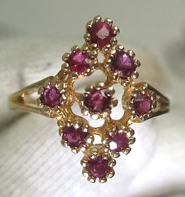 Anel vintage de ouro amarelo 10k rubi vermelho natural tamanho 7,75,30 ct TW rubis naturais - Imagem 1 de 4